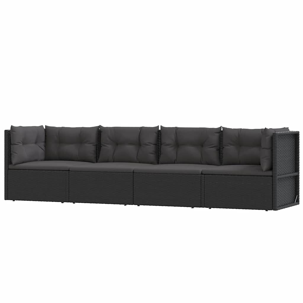 Thumbnail - vidaXL 4-tlg. Garten-Lounge-Set mit Kissen Schwarz Poly Rattan