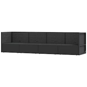 vidaXL Garden Lounge Set Black PE rattan, Powder-coated steel 4 Piece Set