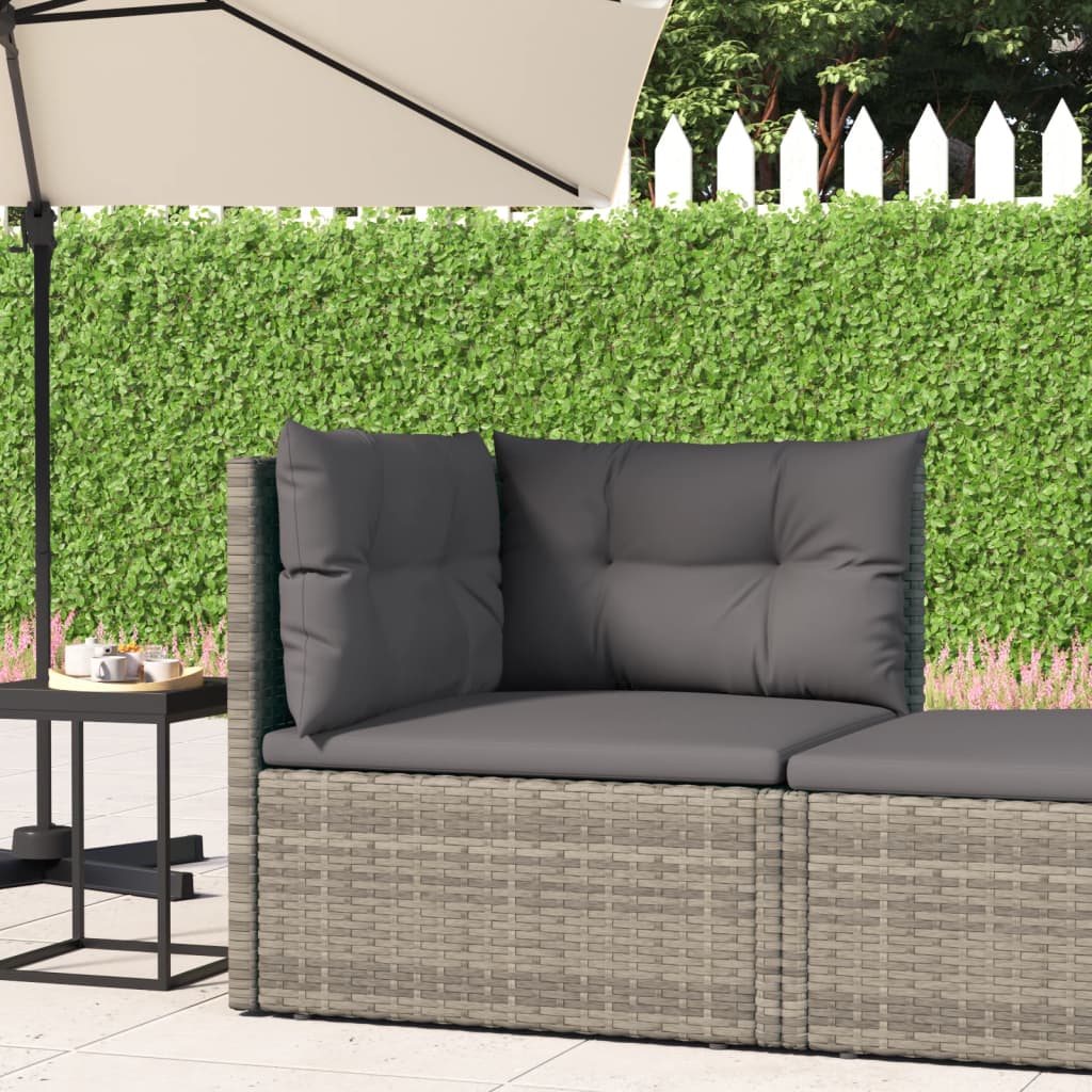 vidaXL Garden Corner Sofa with Cushions Grey Poly Rattan