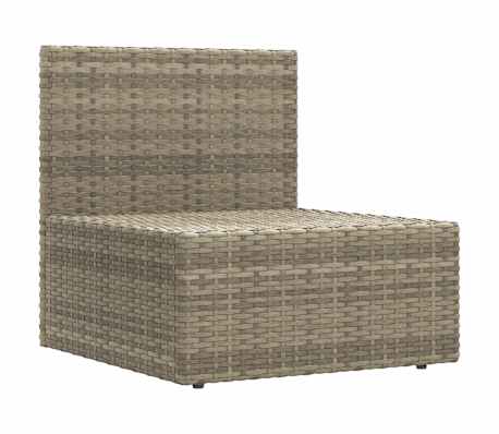 vidaXL Градински среден диван с възглавници, сив, полиратан