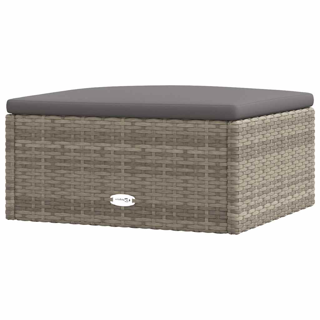 Thumbnail - vidaXL Gartenhocker mit Kissen Grau Poly Rattan