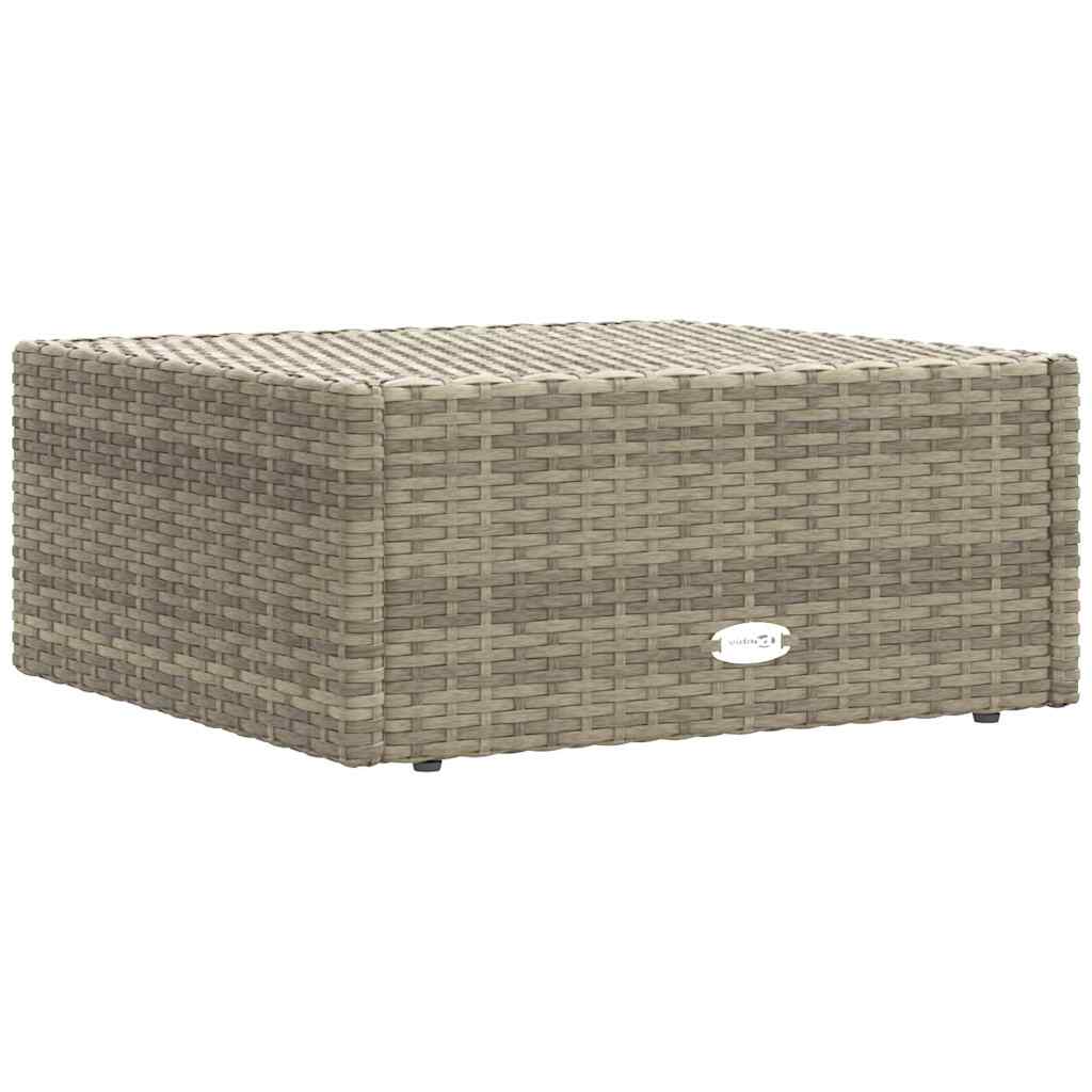 vidaXL Tuinvoetenbank met kussen poly rattan grijs afbeelding