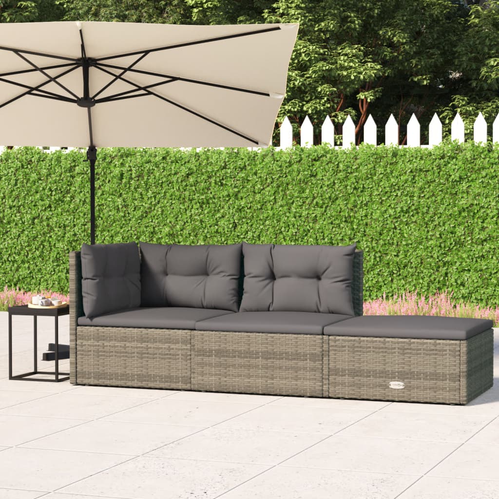 Vroegst Verpersoonlijking baseren vidaXL 3-delige Loungeset met kussens poly rattan grijs - Kemper Outdoor