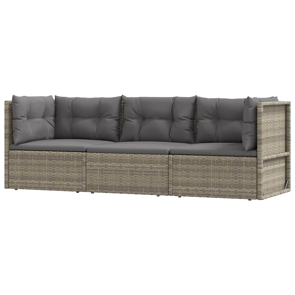 Thumbnail - vidaXL 3-tlg. Garten-Lounge-Set mit Kissen Grau Poly Rattan