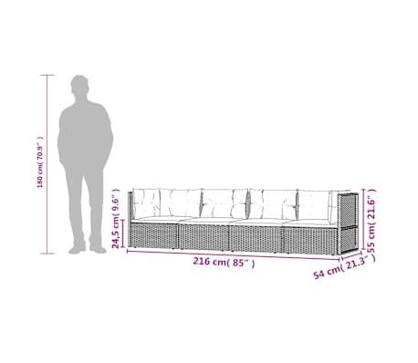 vidaXL Salon de jardin 4 pcs avec coussins Gris R&eacute;sine tress&eacute;e