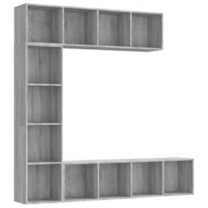 vidaXL 3-osaline raamatu-/telerikapp, hall Sonoma tamm, 180x30x180 cm