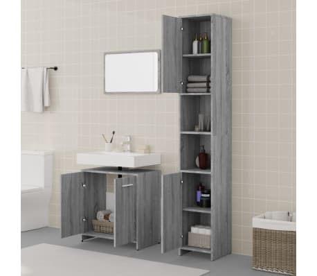 vidaXL Set de muebles de baño 3 pzas madera contrachapada gris sonoma