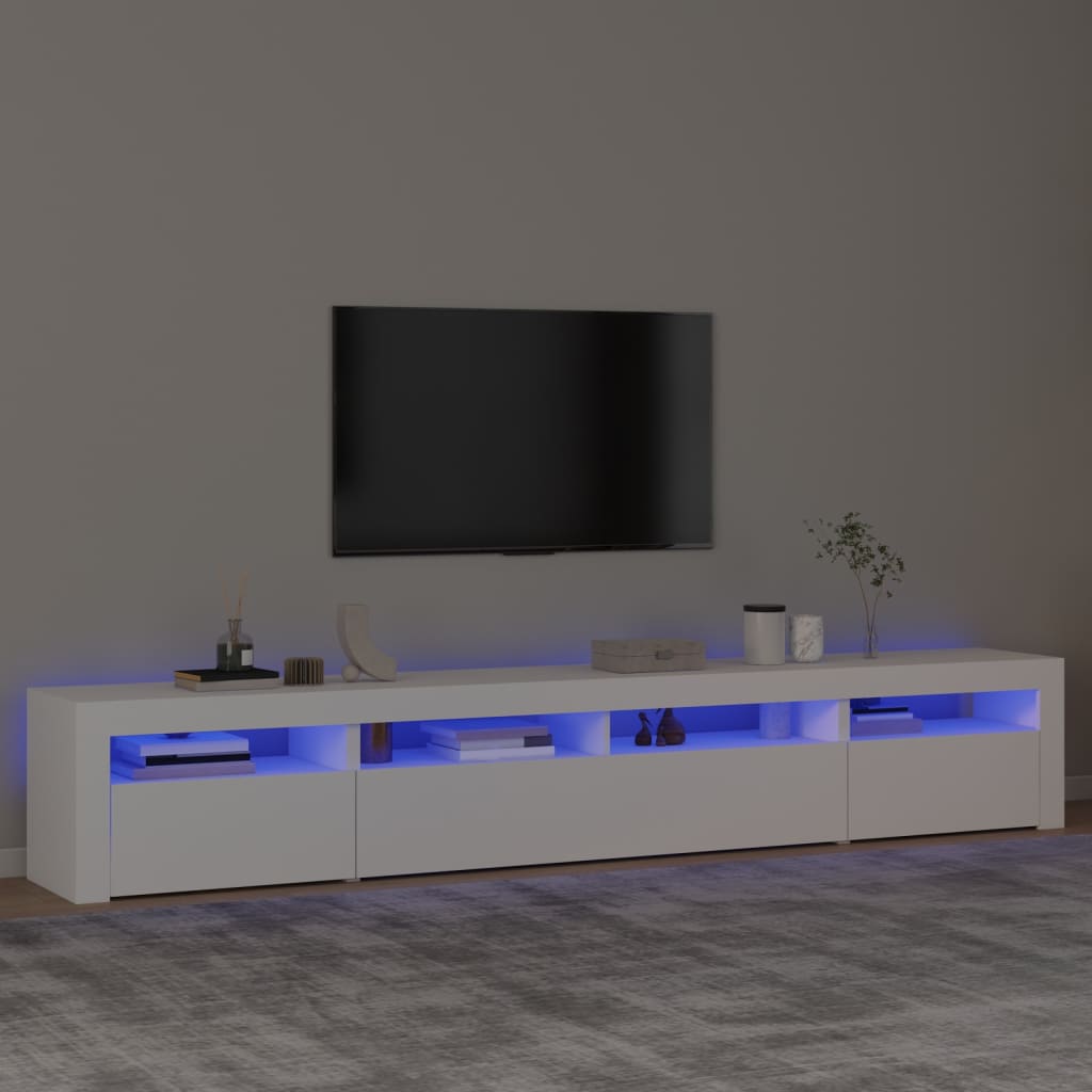 vidaXL Szafka pod TV z owietleniem LED, biaa, 240x35x40 cm