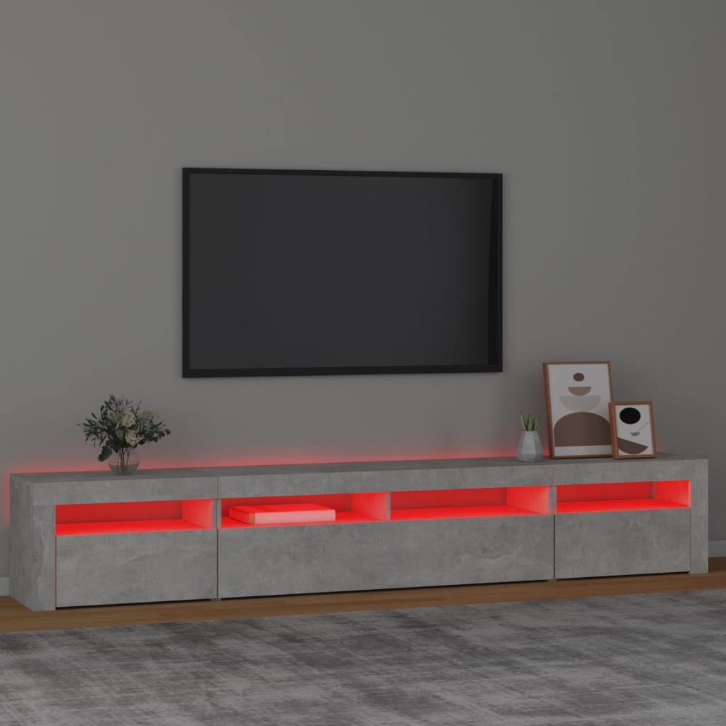 Meuble TV avec lumières LED Gris béton | meublestv.fr 6