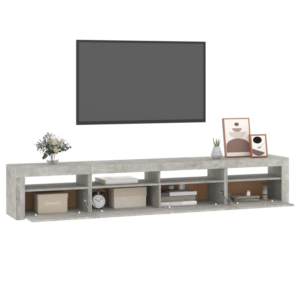 TV omarica z LED lučkami betonsko siva 240x35x40 cm