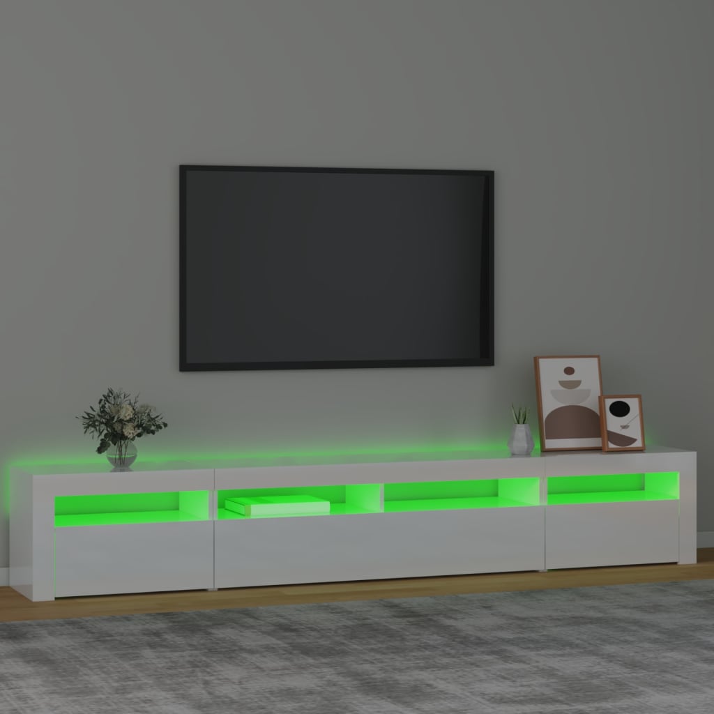 Meuble TV avec lumières LED Blanc brillant | meublestv.fr 5