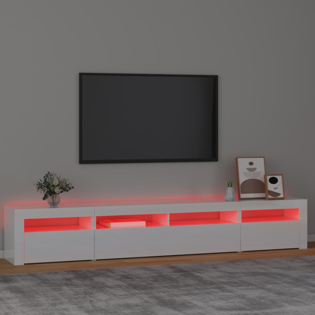 Meuble TV avec lumières LED Blanc brillant | meublestv.fr 6