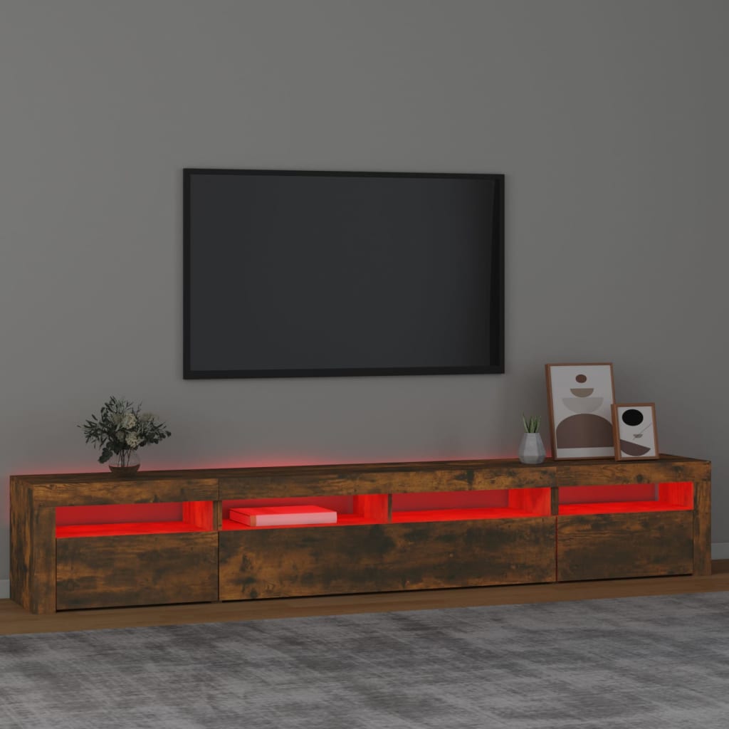 Meuble TV avec lumières LED Chêne fumé | meublestv.fr 6