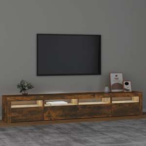 TV skříňka s LED osvětlením kouřový dub 240x35x40 cm - obrázek 3