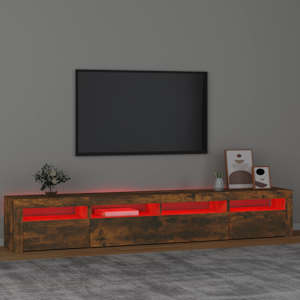 TV skříňka s LED osvětlením kouřový dub 240x35x40 cm - obrázek 5