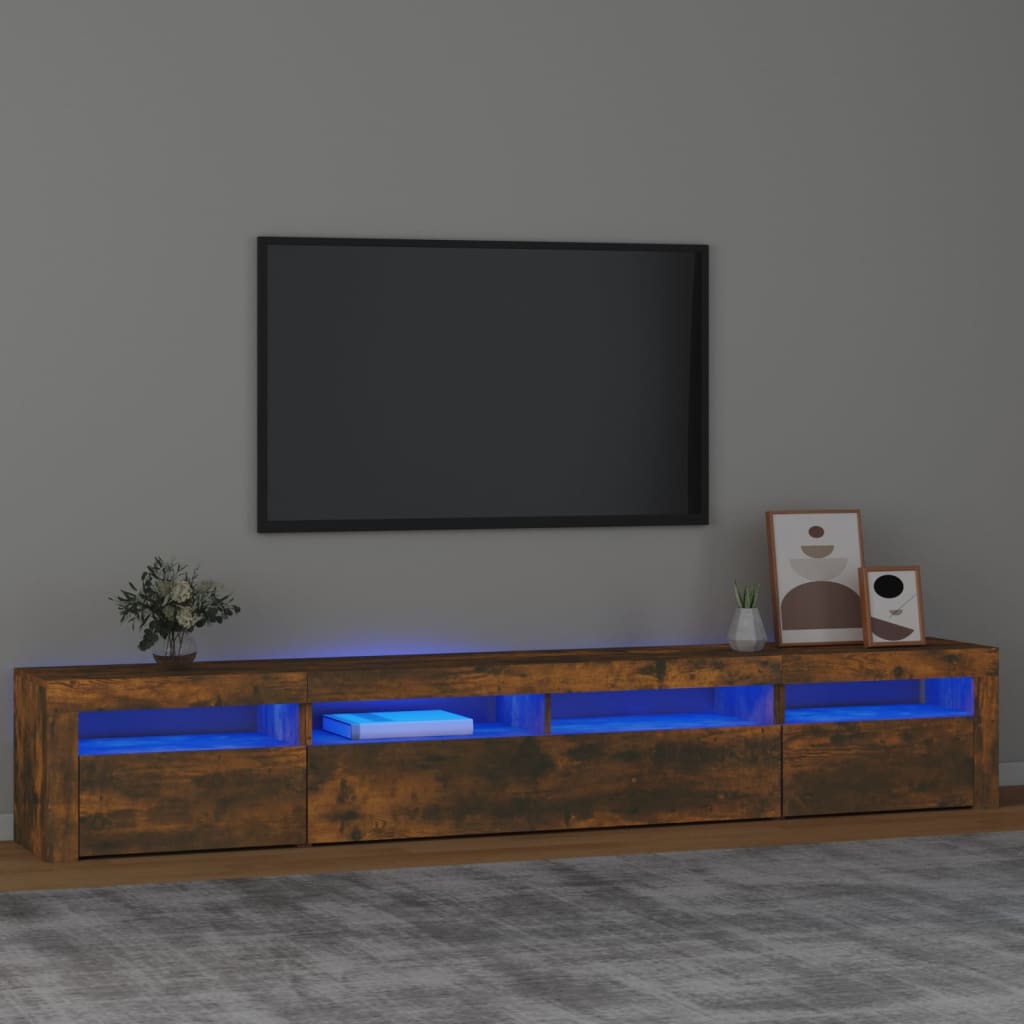 vidaXL Szafka pod TV z owietleniem LED, przydymiony db, 240x35x40 cm