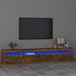 TV skříňka s LED osvětlením kouřový dub 240x35x40 cm - obrázek 1