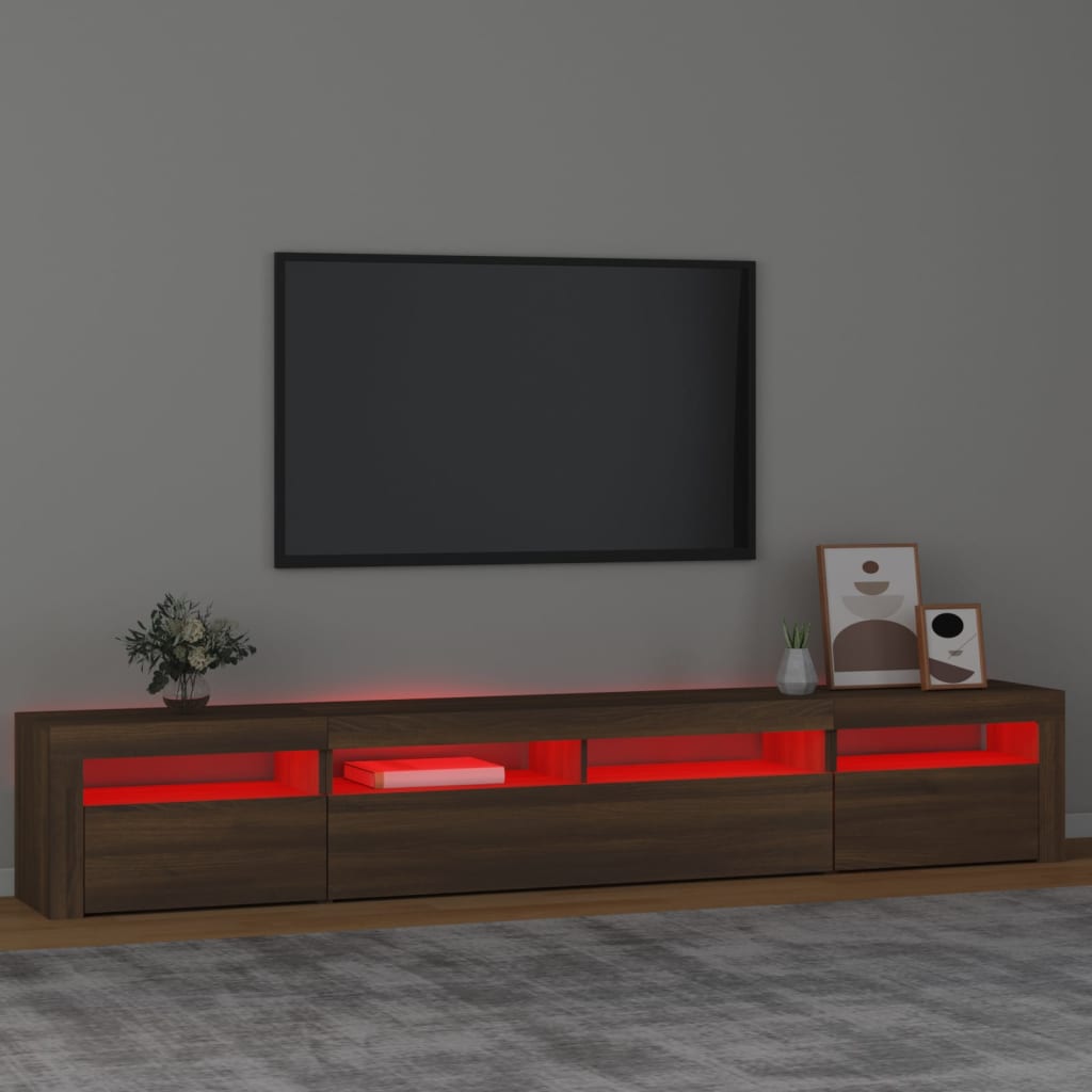 Meuble TV avec lumières LED Chêne marron | meublestv.fr 6