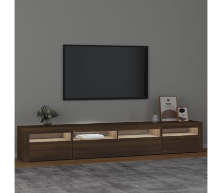 vidaXL TV-benk med LED-lys brun eik 240x35x40 cm