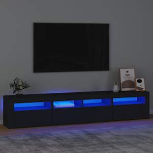 TV omarica z LED lučkami črna 210x35x40 cm