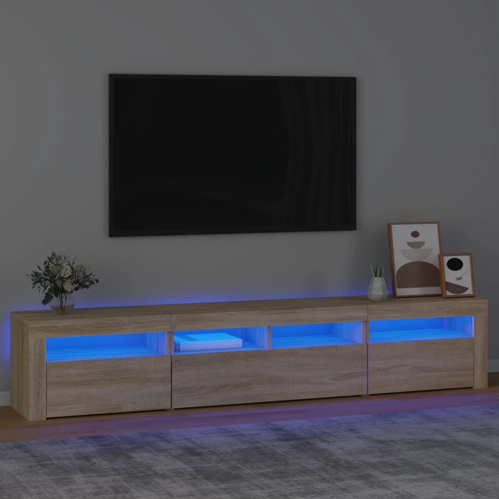 vidaXL Szafka pod TV z owietleniem LED, db sonoma, 210x35x40 cm