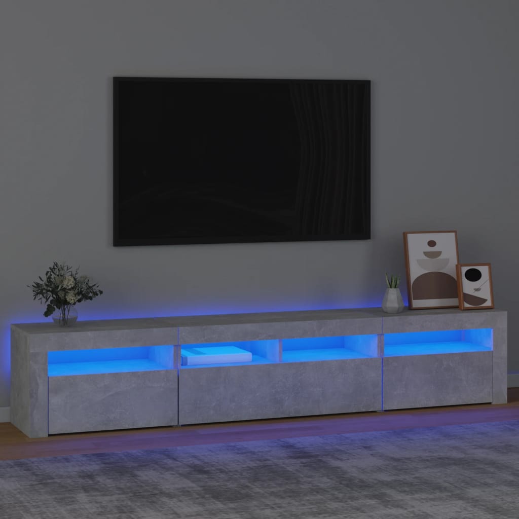 vidaXL Szafka pod TV z owietleniem LED, szaro betonu, 210x35x40 cm