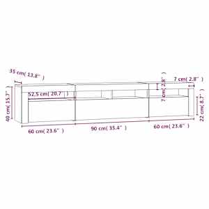 TV skříňka s LED osvětlením kouřový dub 210 x 35 x 40 cm - obrázek 12