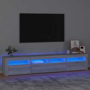 TV omarica z LED lučkami siva sonoma 210x35x40 cm