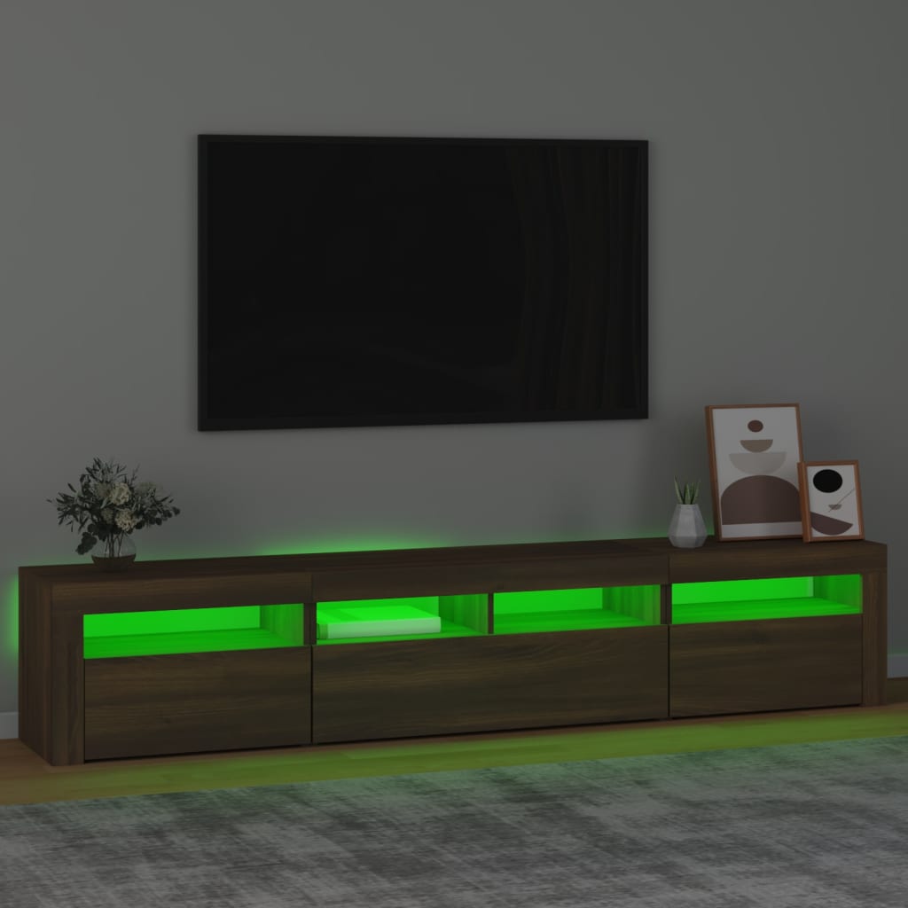 TV omarica z LED lučkami rjav hrast 210x35x40 cm