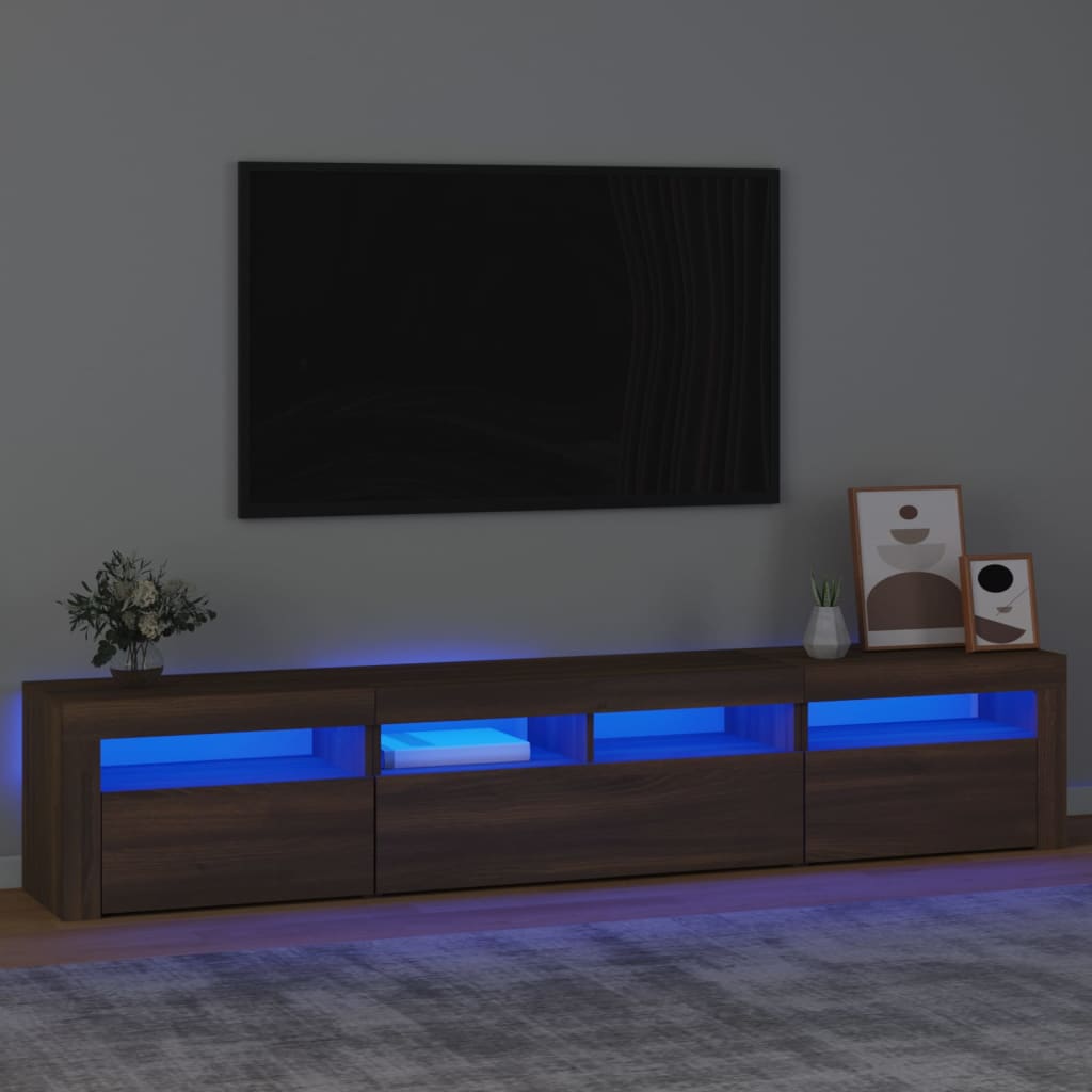 vidaXL Szafka pod TV z owietleniem LED, brzowy db, 210x35x40 cm
