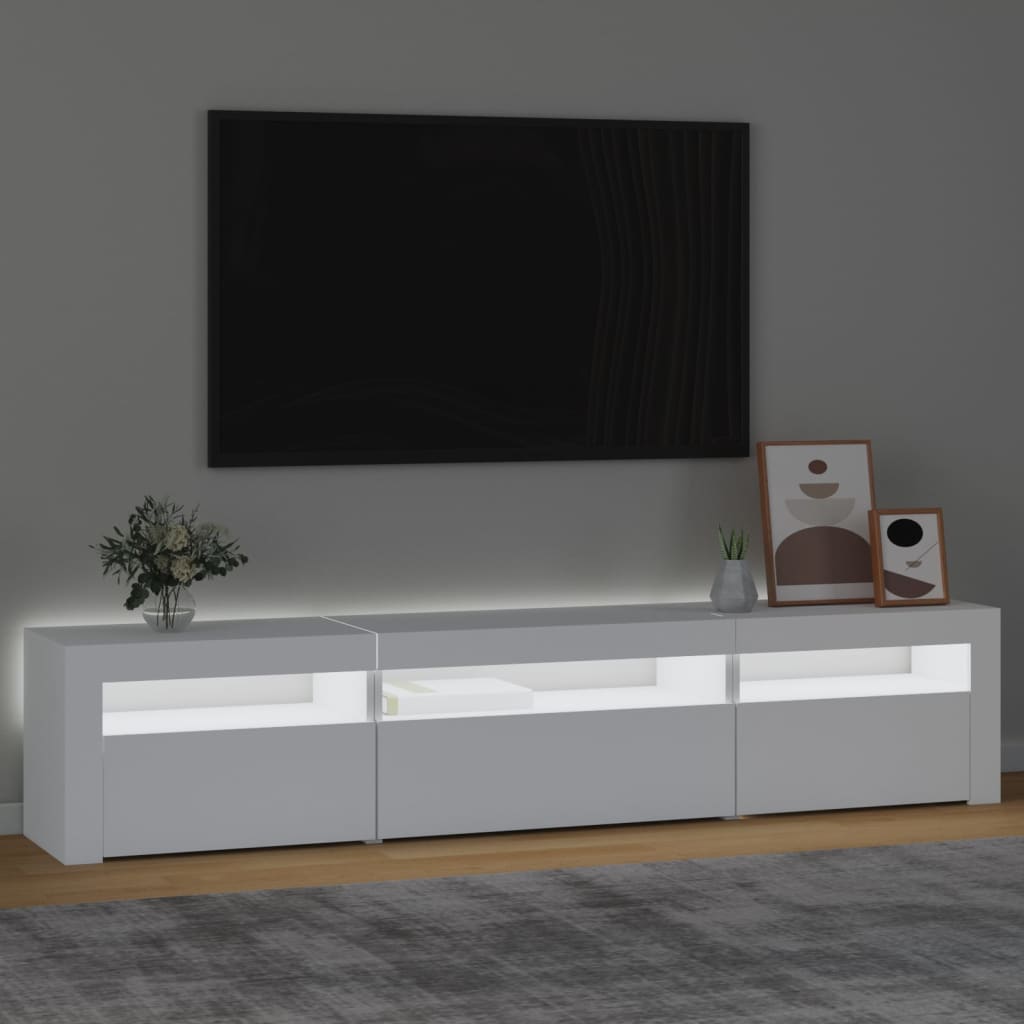 TV Cabinet with LED Lights White 195x35x40 cm 3152738