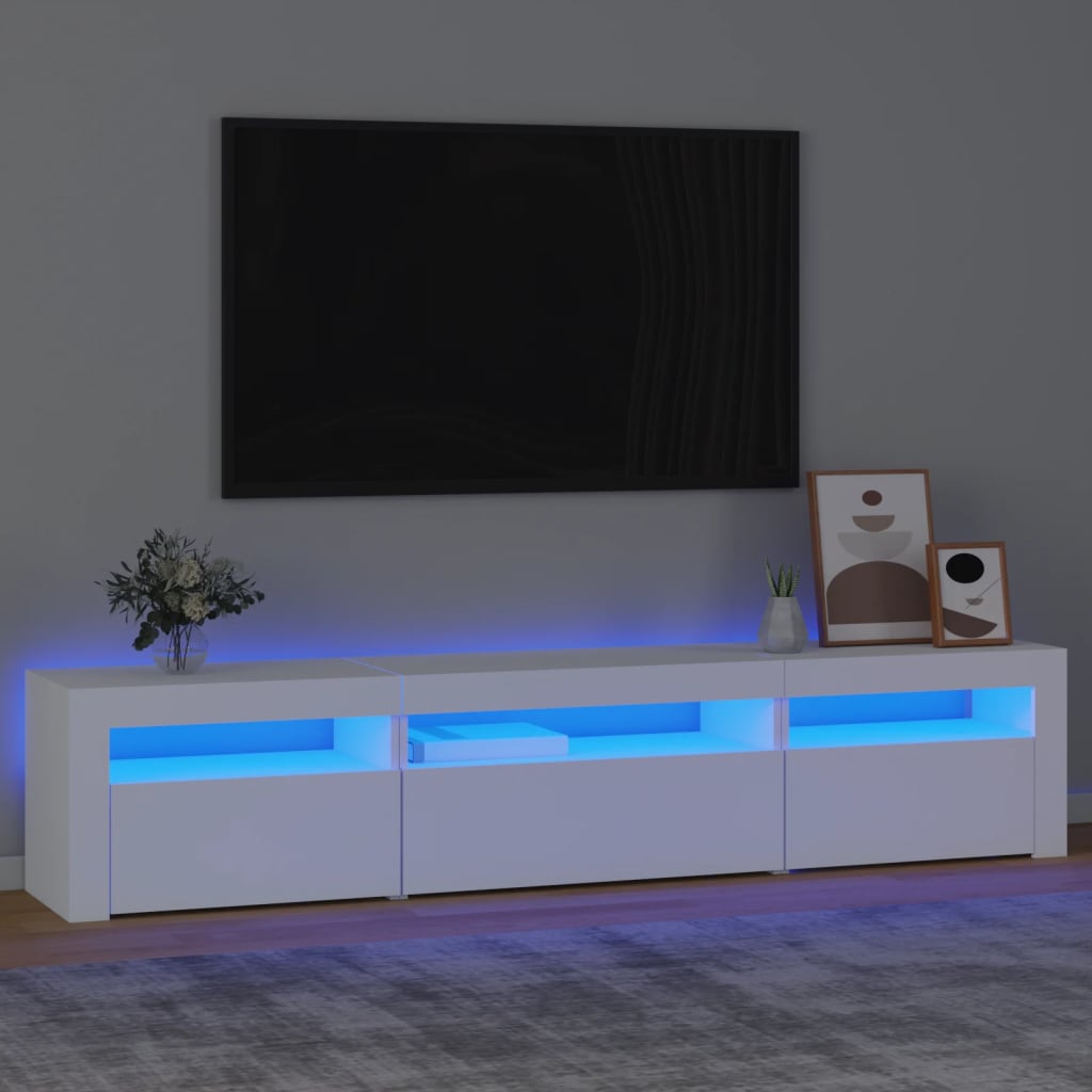 TV-Schrank mit LED-Leuchten Weiß 195x35x40 cm | Stepinfit.de