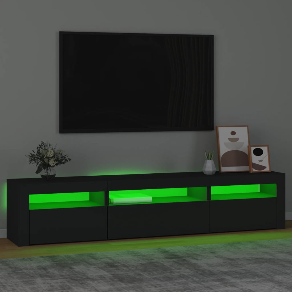 TV-Schrank mit LED-Leuchten Schwarz | Stepinfit.de
