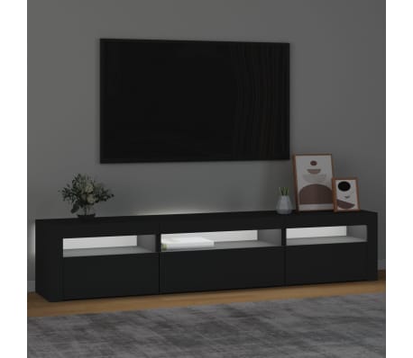 vidaXL TV-Schrank mit LED-Leuchten Schwarz 195x35x40 cm
