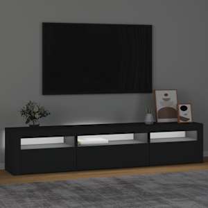 vidaXL TV-Schrank mit LED-Leuchten Schwarz 195x35x40 cm