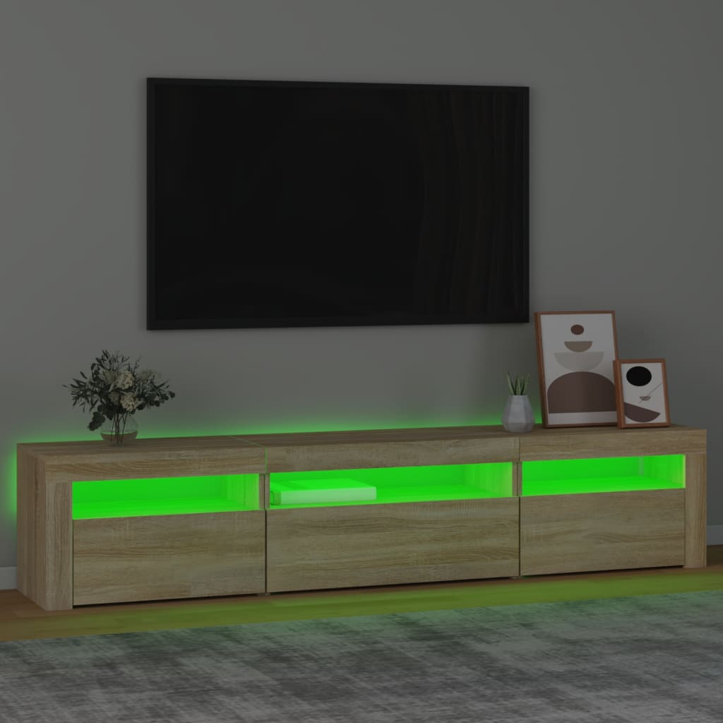 TV-Schrank mit LED-Leuchten Sonoma-Eiche 195x35x40 cm | Stepinfit.de