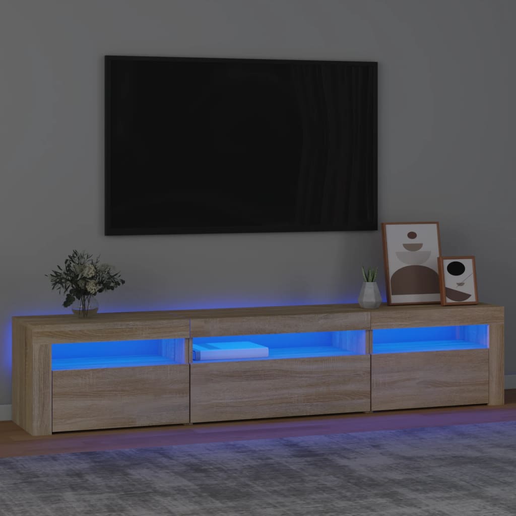 vidaXL Szafka pod TV z owietleniem LED, db sonoma, 195x35x40 cm