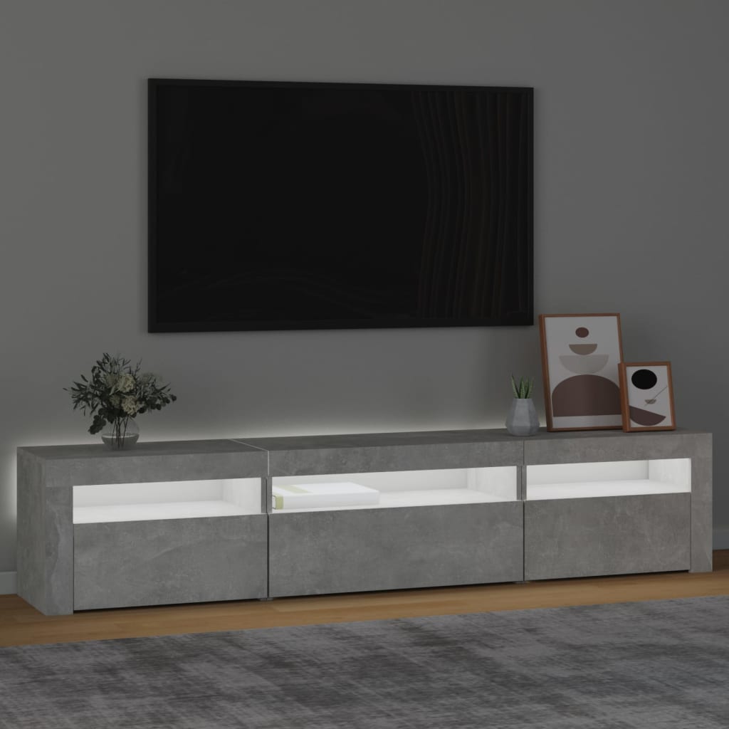 vidaXL Tv-meubel met LED-verlichting 195x35x40 cm betongrijs afbeelding