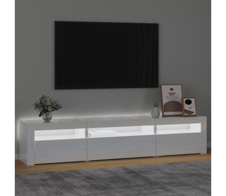 vidaXL TV-benk med LED-lys høyglans hvit 195 x 35 x 40 cm