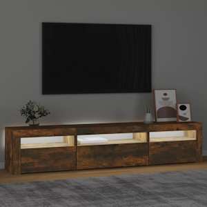 TV skříňka s LED osvětlením kouřový dub 195x35x40 cm - obrázek 3