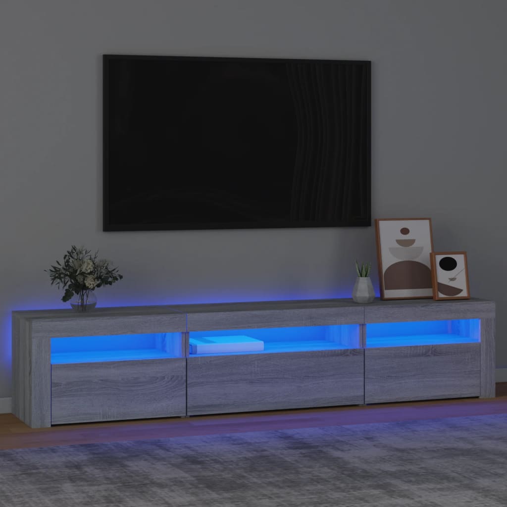 vidaXL TV-taso LED-valoilla harmaa Sonoma 195x35x40 cm