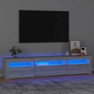 TV omarica z LED lučkami siva sonoma 195x35x40 cm