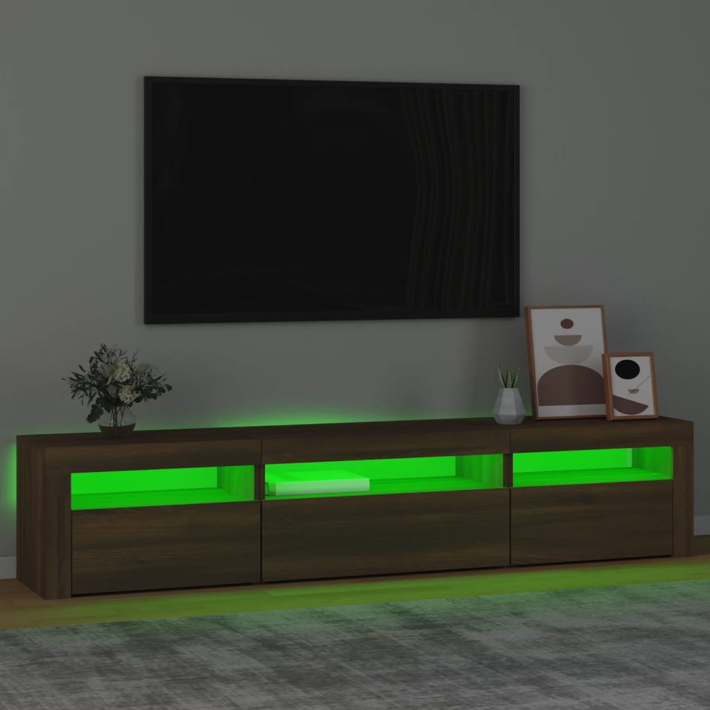 Meuble TV avec lumières LED Chêne marron | meublestv.fr 5