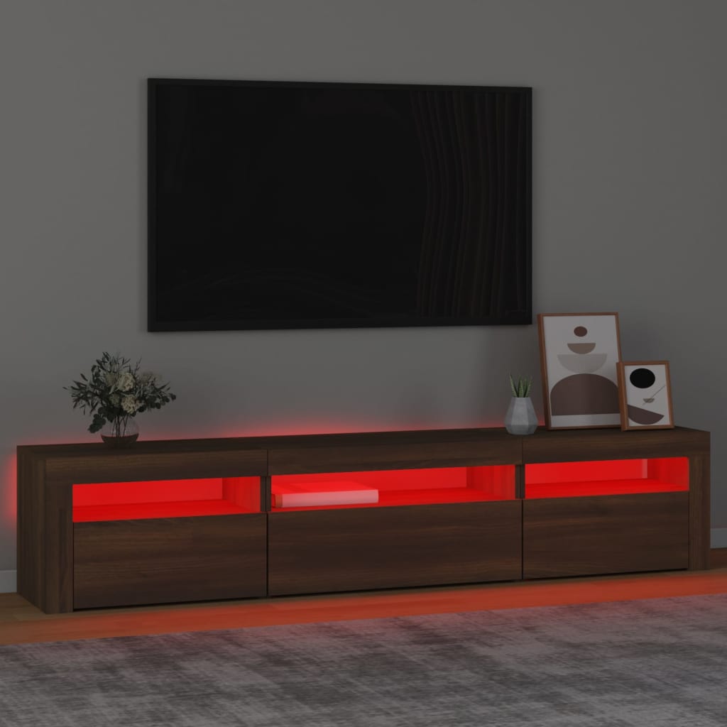 Meuble TV avec lumières LED Chêne marron | meublestv.fr 6