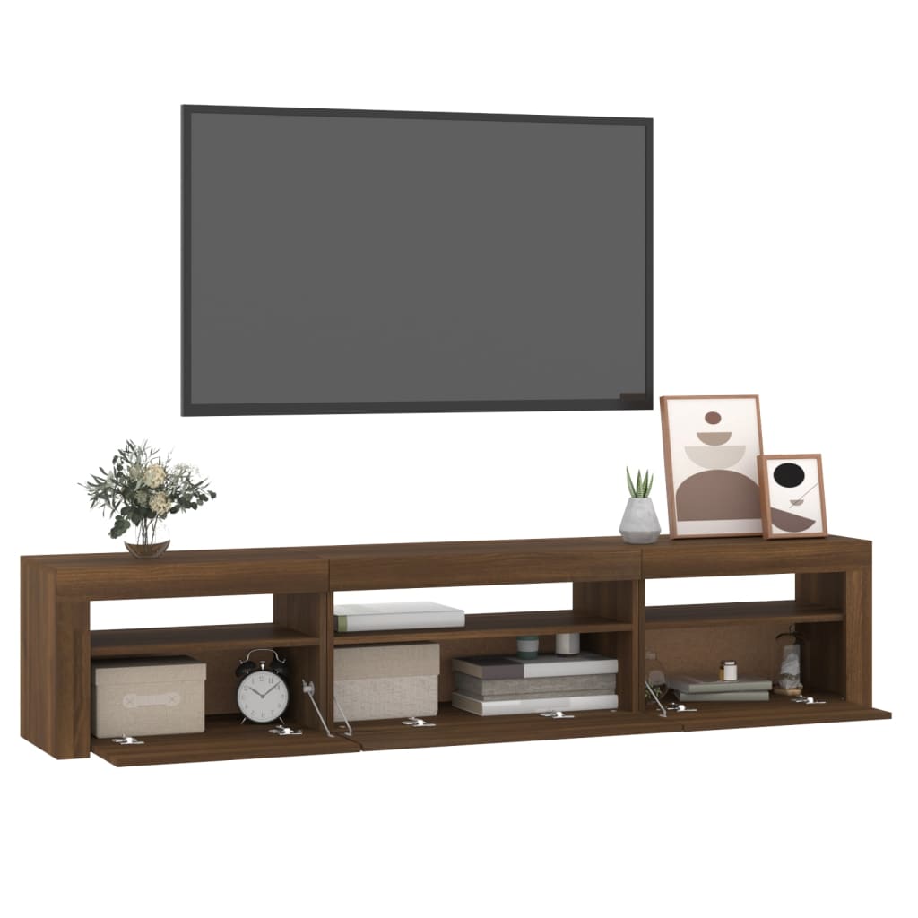 TV skříňka s LED osvětlením hnědý dub 195x35x40 cm