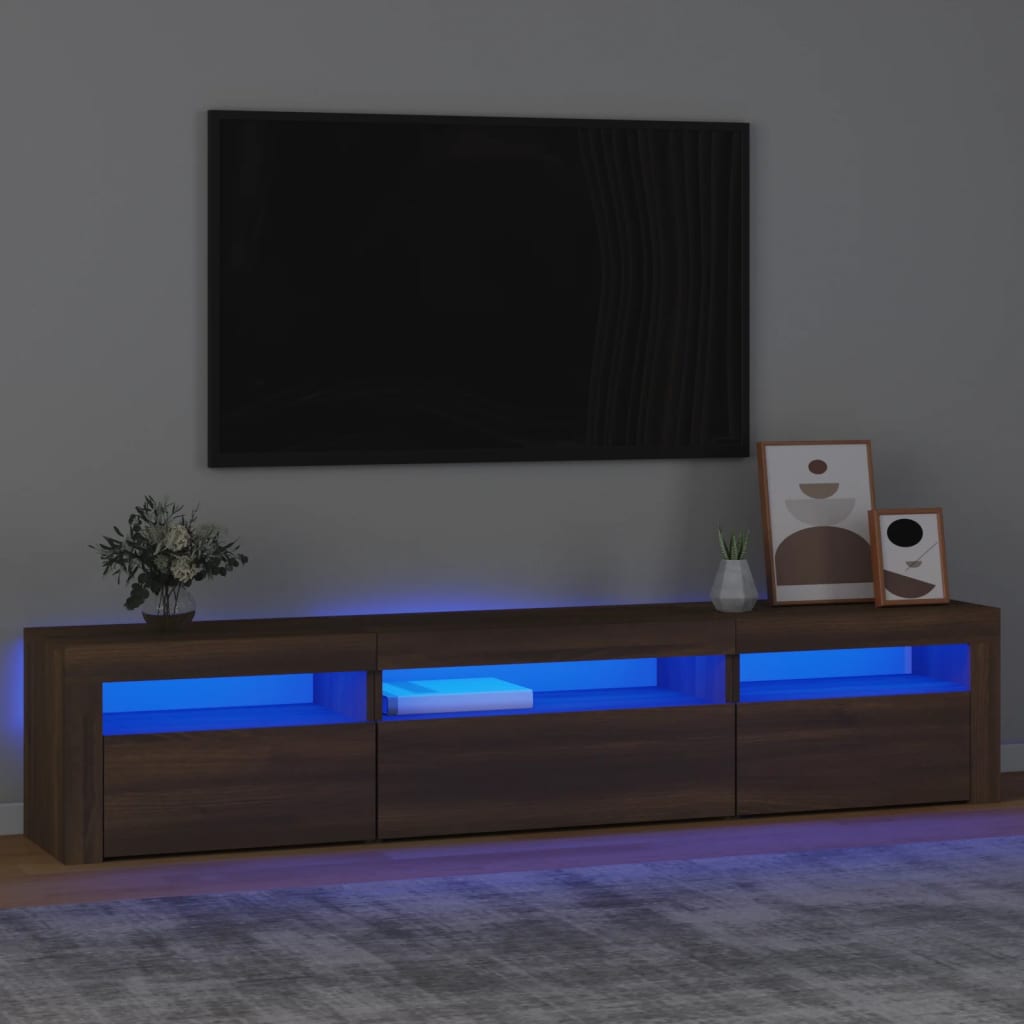 Meuble TV avec lumières LED Chêne marron | meublestv.fr