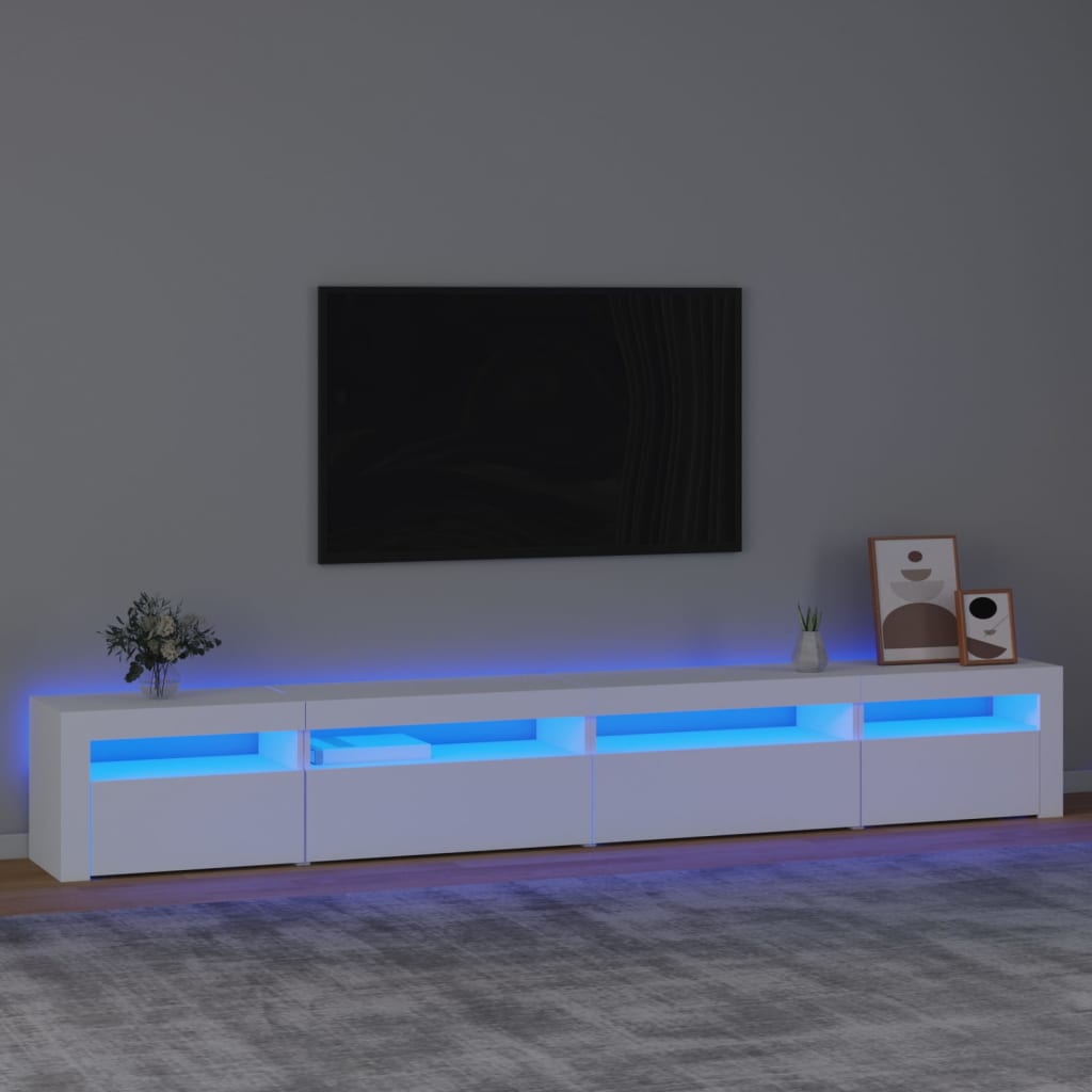 TV-Schrank mit LED-Leuchten Weiß 270x35x40 cm | Stepinfit.de
