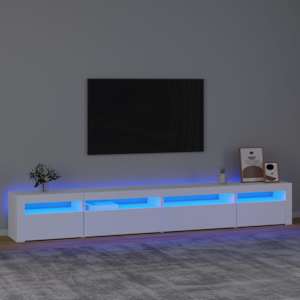 TV omarica z LED lučkami bela 270x35x40 cm