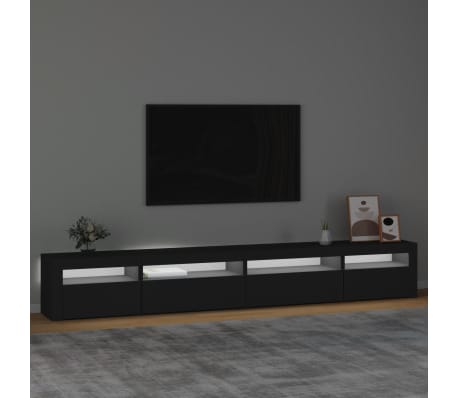 vidaXL Meuble TV avec lumi&egrave;res LED Noir 270x35x40 cm
