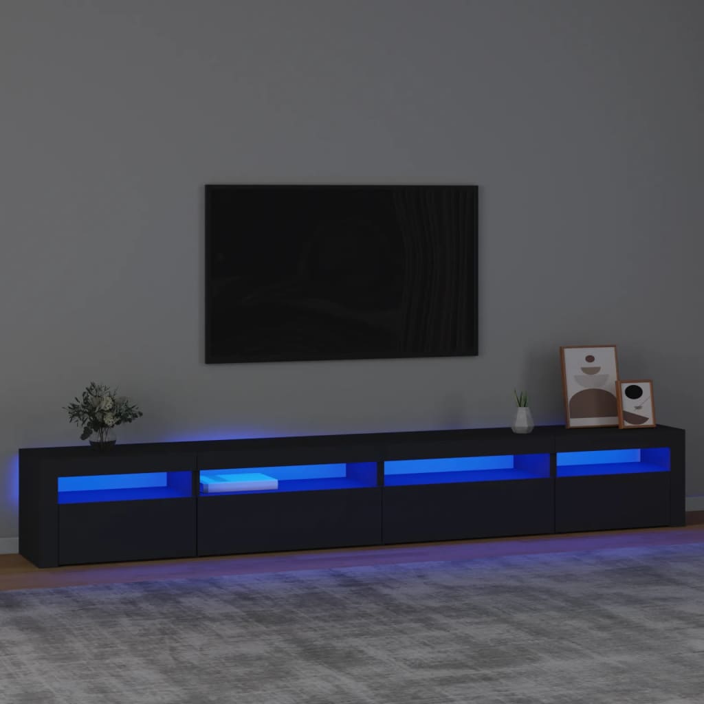 vidaXL Szafka pod TV z owietleniem LED, czarna, 270x35x40 cm